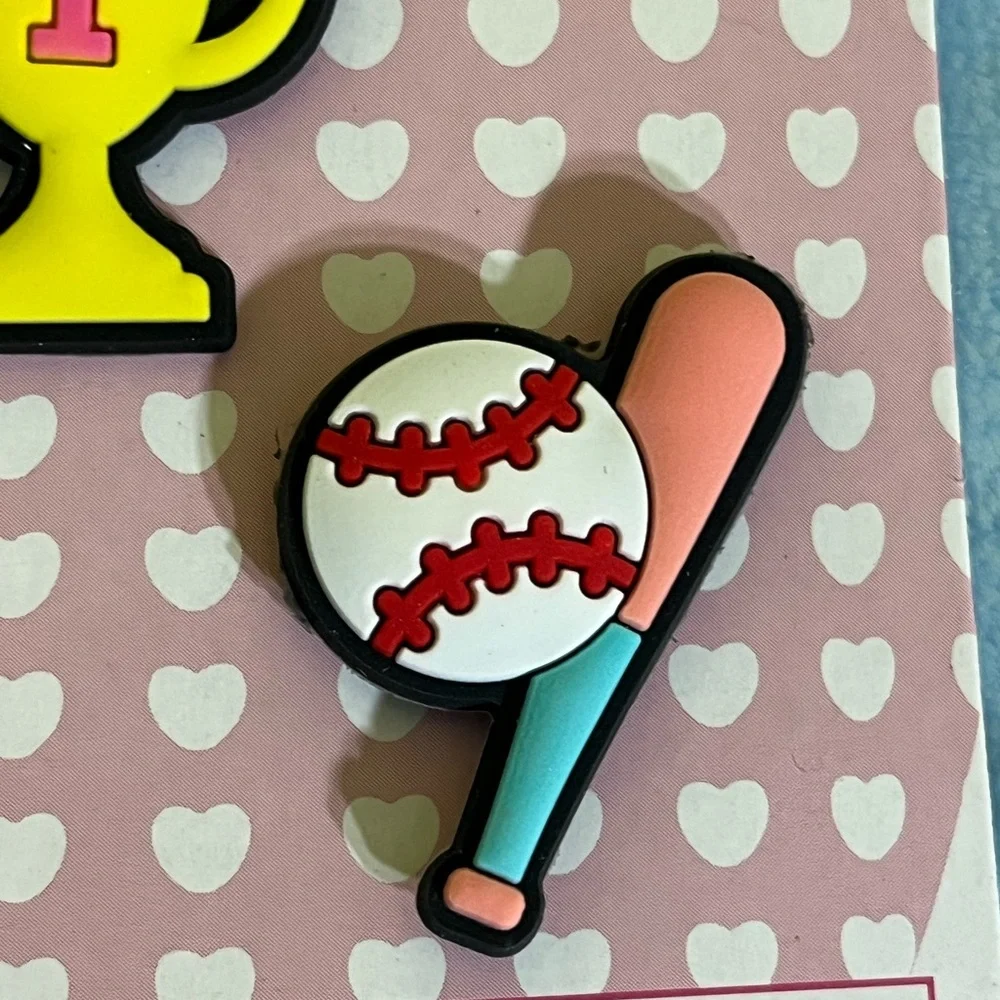 NEW 4 Sports-Themed Charms Jibbitz Set: tennis, baseball, basketball, trophy